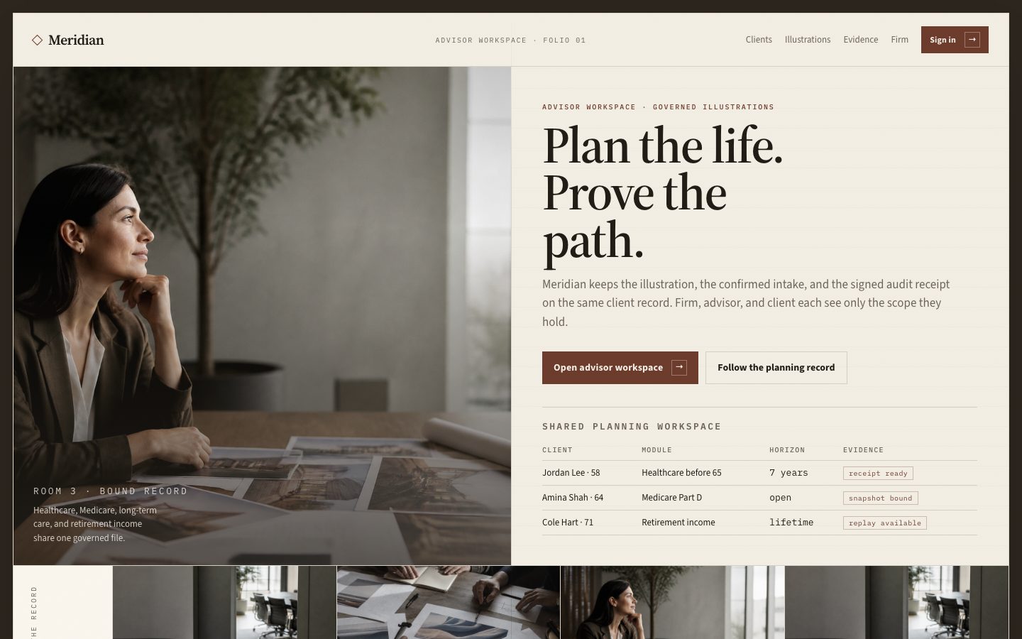 Screenshot of Meridian, studio planning software