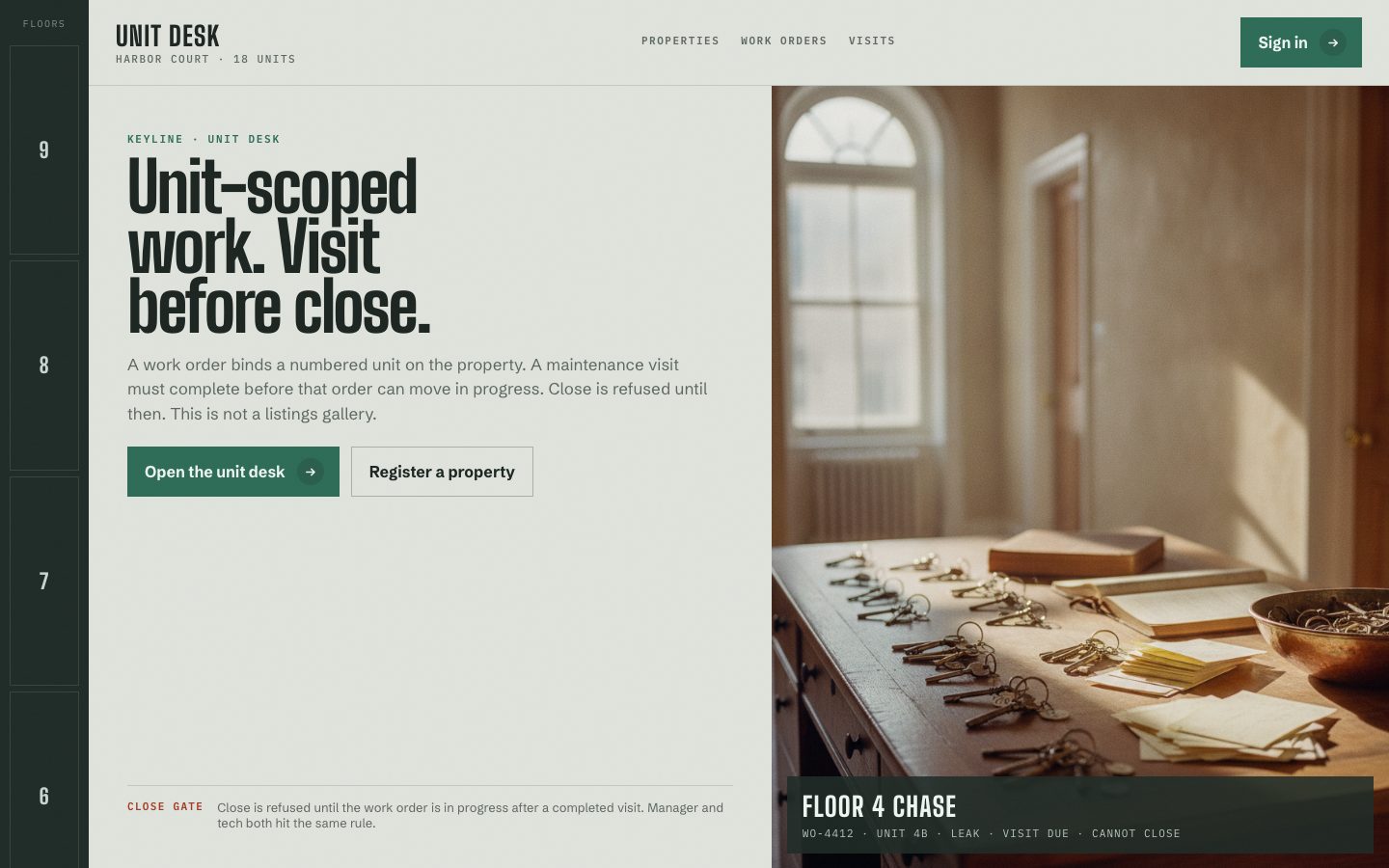 Screenshot of Keyline, property operations software
