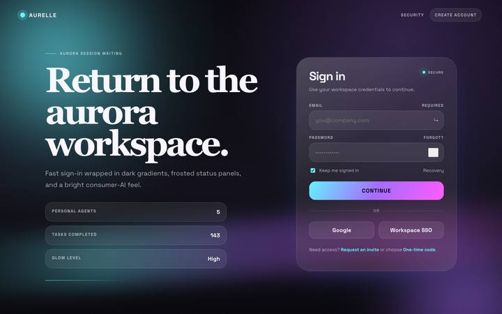 Aurelle login page