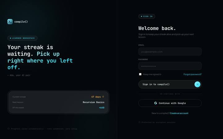 Compile login page