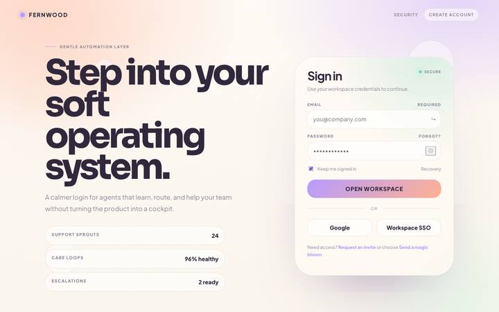 Fernwood login page