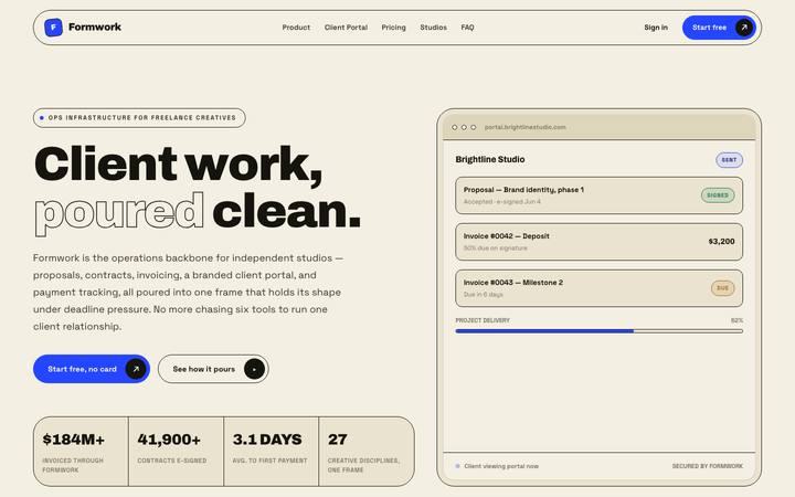 Formwork landing page