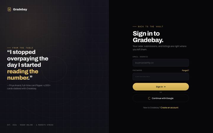 Gradebay login page