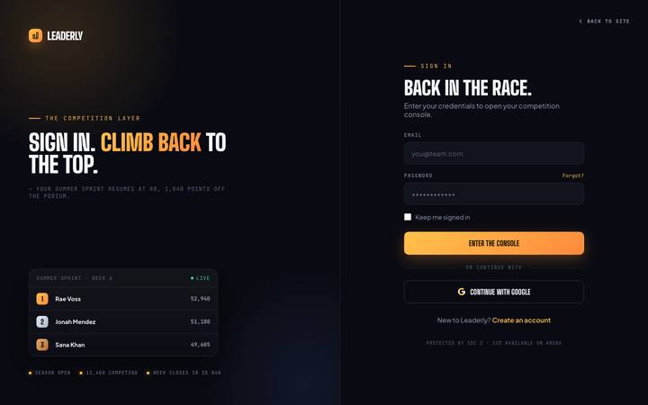 Leaderly login page