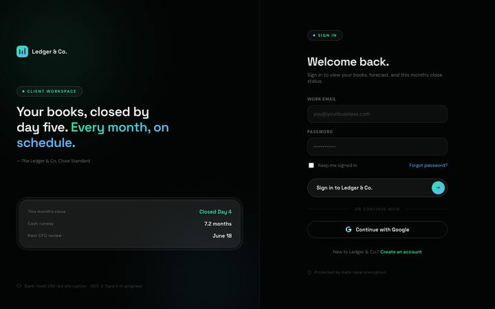 Ledger & Co. login page