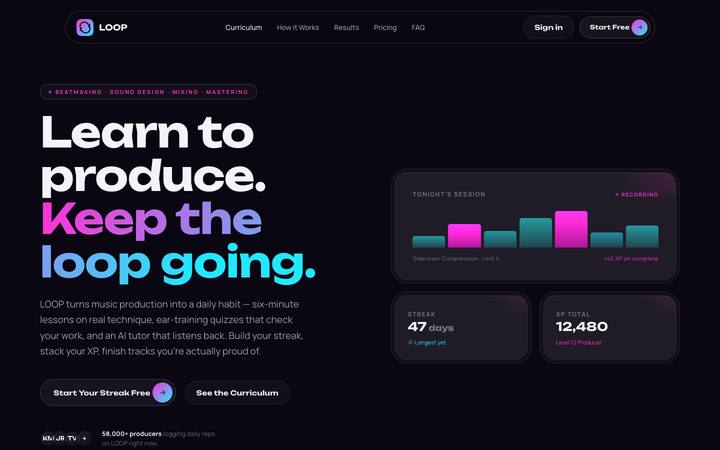 LOOP landing page