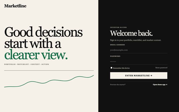 Marketline login page
