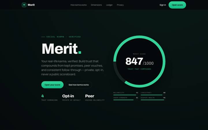 Merit landing page