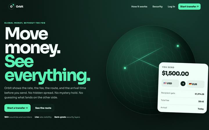 Orbit landing page