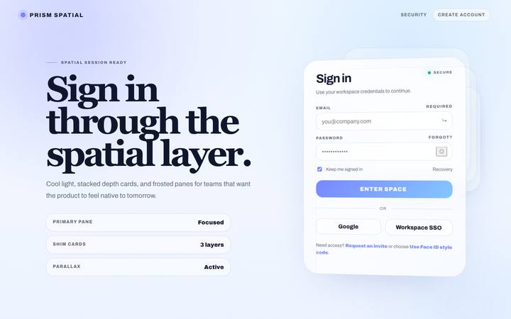 Prism Spatial login page