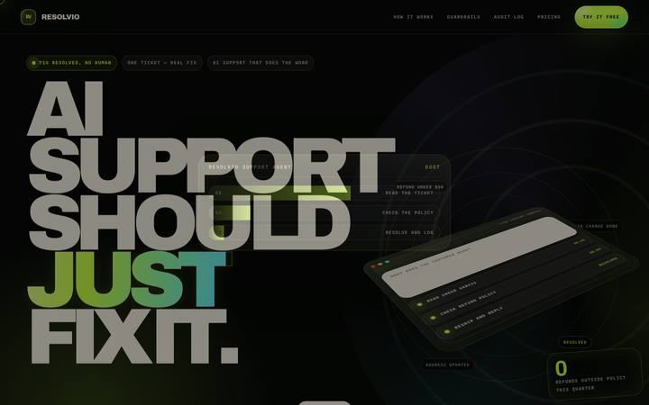 Resolvio landing page