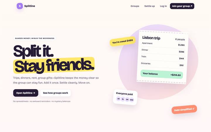 Splitline landing page