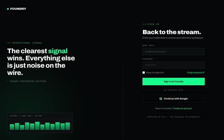 Telemetry login page