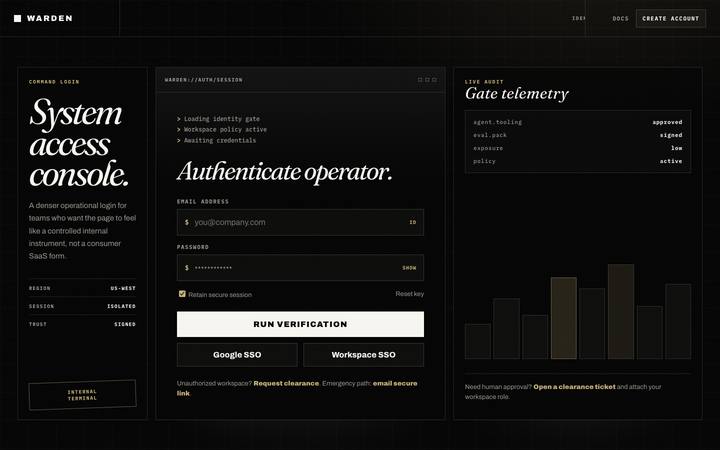 Warden login page